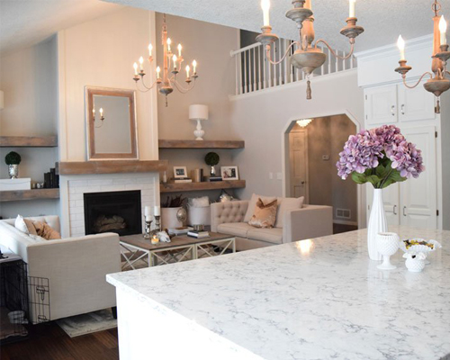 Đá nhân tạo LG tại phòng khách